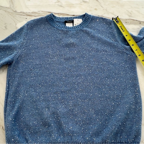 AKRIS CORNFLOWER LINEN BLEND SEQUIN SWEATER SIZE 12 NWTS! - Picture 12 of 17
